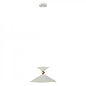 Pendul modern alb din metal cu detalii aurii Italux Quelto