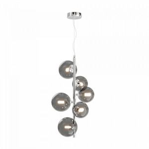 Pendul modern chrome cu 6 globuri de sticla Maytoni Dallas