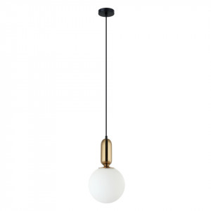 Pendul modern negru cu detalii aurii si glob de sticla Italux Aldev d20
