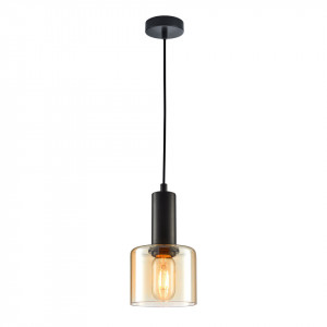 Pendul modern negru cu sticla bej Italux Santia