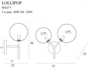 Aplica perete neagra Lollipop Maxlight -W0277