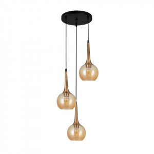 Lustra moderna bronz cu 3 pendule din sticla Italux Faver