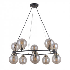 Lustra moderna neagra circulara cu 10 globuri Italux Galvez 