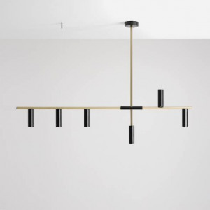 Lustra moderna negru-alama liniara cu 6 becuri Aldex Trevo