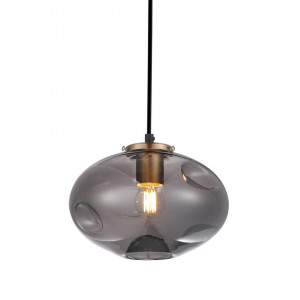 Pendul modern negru cu glob de sticla fumuriu Italux Hatella