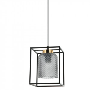 Pendul modern negru din metal cu sticla fumurie Italux Sinella