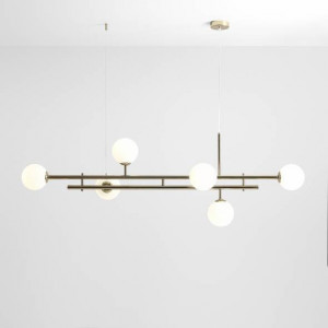 Lustra moderna aurie din metal cu 6 globuri de sticla Aldex Harmony