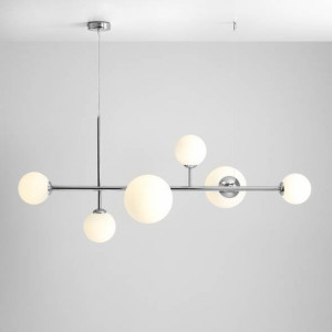 Lustra moderna chrome liniara cu 6 globuri din sticla Aldex Dione