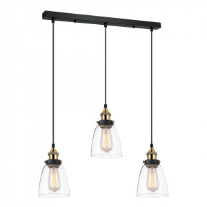 Lustra moderna neagra liniara cu 3 pendule Italux Francis