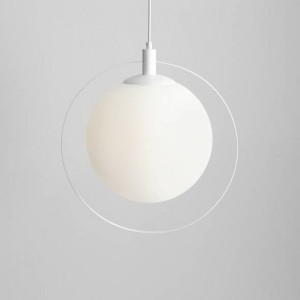 Pendul modern alb cu glob de sticla Aldex Aura