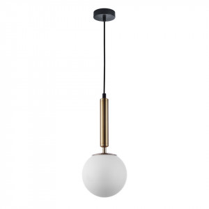 Pendul modern auriu cu glob alb de sticla Italux Raven