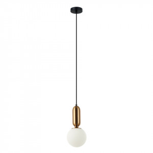 Pendul modern negru cu detalii aurii si glob de sticla Italux Aldev d15