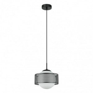 Pendul modern negru din metal cu glob de sticla Italux Lomica d25