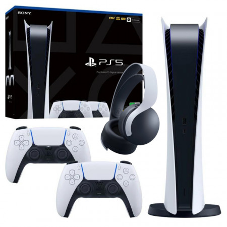 Konzola Sony PlayStation 5 PS5 Digital edition 825GB + Dualsense white + Pulse 3D Headset