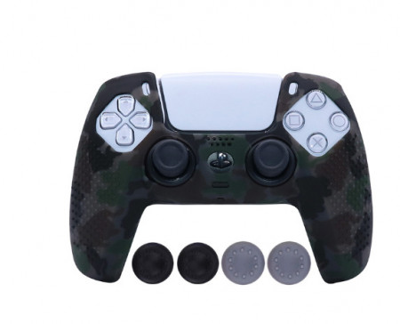 PS5 SIlicone Case + Thumb grips - Camouflage grey