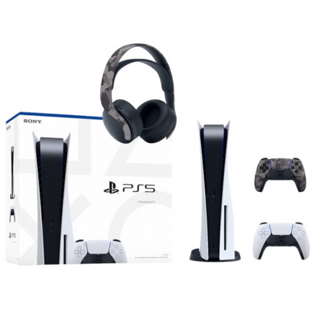 Konzola Sony PlayStation 5 PS5 CD/DISC edition 825GB + Dualsense Camo Grey + Pulse 3D Headset Camo Grey