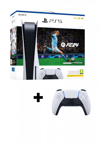 Konzola Sony PlayStation 5 PS5 825GB CD Edition + FC24 + Dualsense Controller white