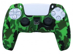 PS5 SIlicone Case Camouflage green - Silikonska zaštita + thumb grips