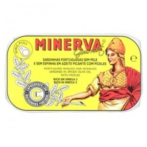Minerva Sardinhas sem Pele sem Espinhas em Azeite Picante com Pickles 120g