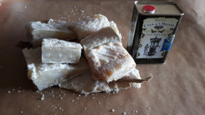 Dried and salted Codfish in Flower of Salt + Extra Virgin Olive Oil