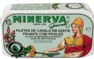Minerva Mackerel Fillets in Spicy Olive Oil with Pickles 120g