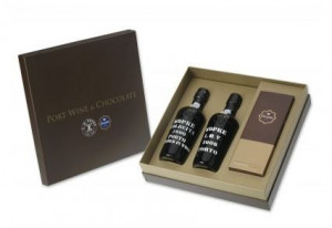 Caixa com Garrafas Vinho Porto Kopke + 1 Caixa de Chocolates de Leite