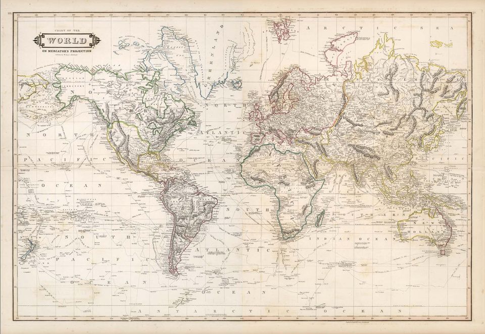 Vintage World Map Sepia 0573