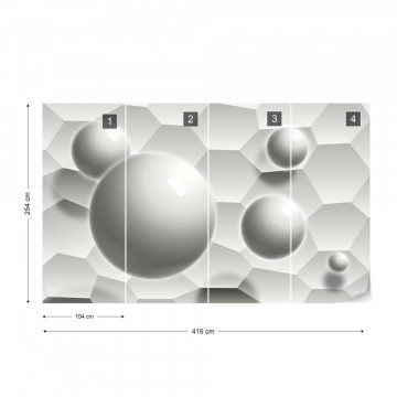 3D Balls Honeycomb Texture Grey Photo Wallpaper Wall Mural