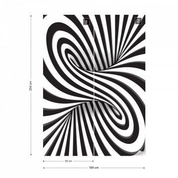 3D Black And White Twister Photo Wallpaper Wall Mural