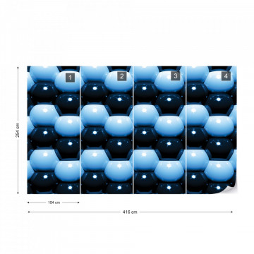 3D Blue And Black Ball Pattern Photo Wallpaper Wall Mural