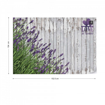Lavender Rustic Wood Planks Love Vintage Design Photo Wallpaper Wall Mural