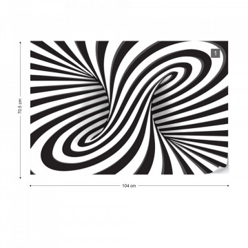 3D Black And White Twister Photo Wallpaper Wall Mural
