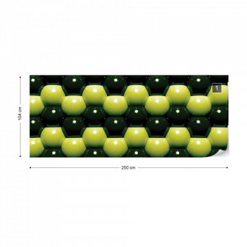 3D Green And Black Ball Pattern Photo Wallpaper Wall Mural