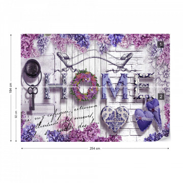 Home Purple Flowers Vintage Farmhouse Chic Photo Wallpaper Wall Mural