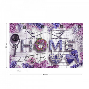 Home Purple Flowers Vintage Farmhouse Chic Photo Wallpaper Wall Mural