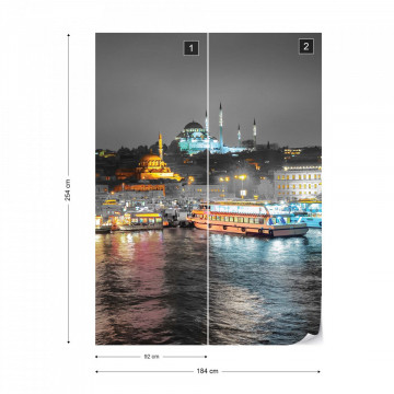 Istanbul Turkey River Reflections At Night Photo Wallpaper Wall Mural