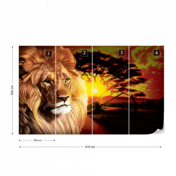 Lion Sunset Africa Animals Photo Wallpaper Wall Mural