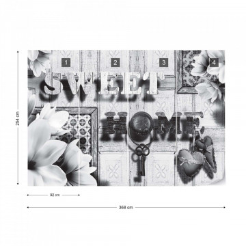 Sweet Home Black And White Vintage Chic Photo Wallpaper Wall Mural