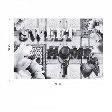 Sweet Home Black And White Vintage Chic Photo Wallpaper Wall Mural