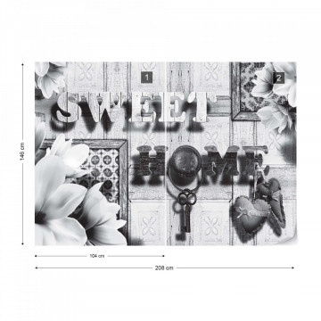 Sweet Home Black And White Vintage Chic Photo Wallpaper Wall Mural