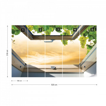 Vines Countryside Skylight Window View Photo Wallpaper Wall Mural