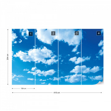 White Clouds Blue Sky Photo Wallpaper Wall Mural