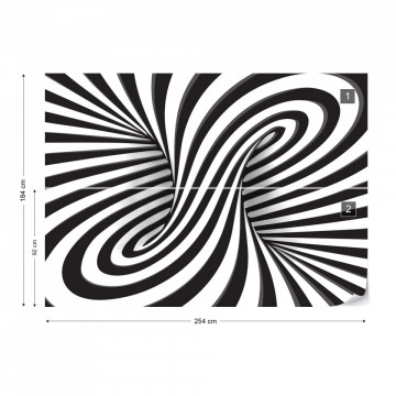 3D Black And White Twister Photo Wallpaper Wall Mural