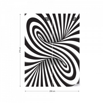 3D Black And White Twister Photo Wallpaper Wall Mural