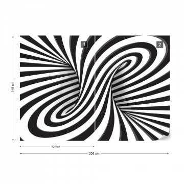 3D Black And White Twister Photo Wallpaper Wall Mural