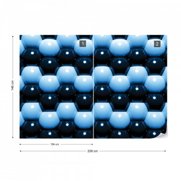 3D Blue And Black Ball Pattern Photo Wallpaper Wall Mural