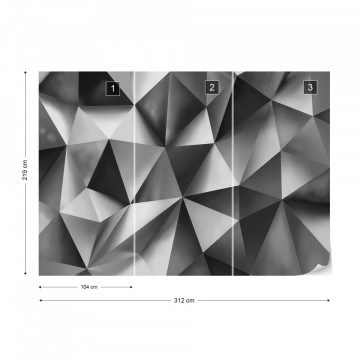 Fototapet - 3D Polygon Texture Dark Grey