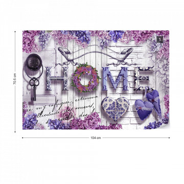 Home Purple Flowers Vintage Farmhouse Chic Photo Wallpaper Wall Mural