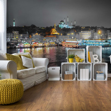 Istanbul Turkey River Reflections At Night Photo Wallpaper Wall Mural