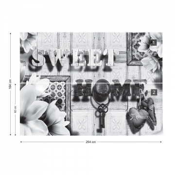 Sweet Home Black And White Vintage Chic Photo Wallpaper Wall Mural